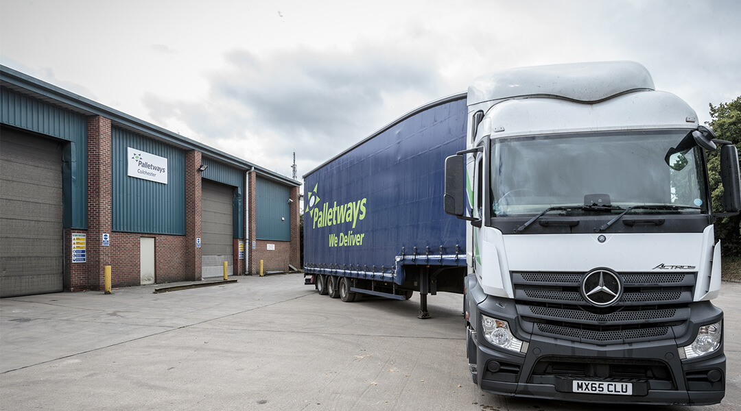 Palletways truck outside Colchester facility