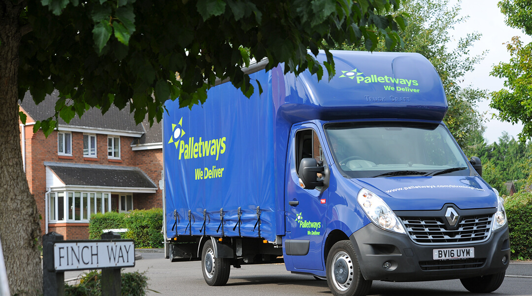 Palletways truck on residential street